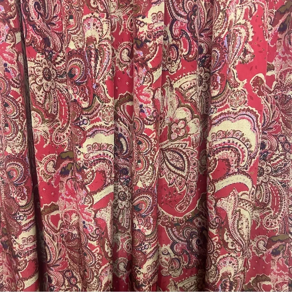 Leslie Fay Red Paisley Midi Skirt vintage polyester size 16 - Picture 6 of 9